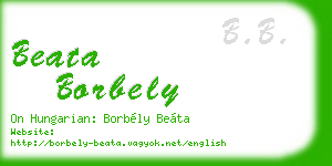 beata borbely business card