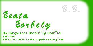 beata borbely business card
